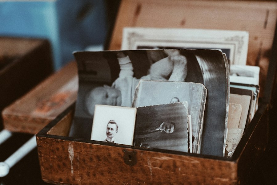 A box of old family photos
